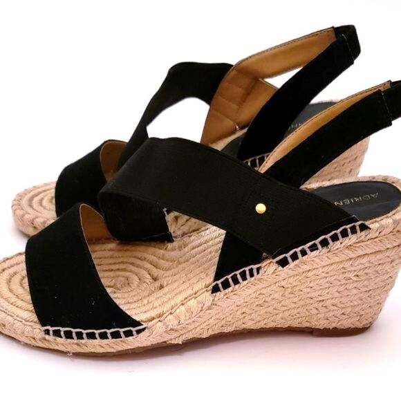 Adrienne Vittadini Women’s Strappy Wedge Sandals Black Size 8 M Shoes - Picture 6 of 7